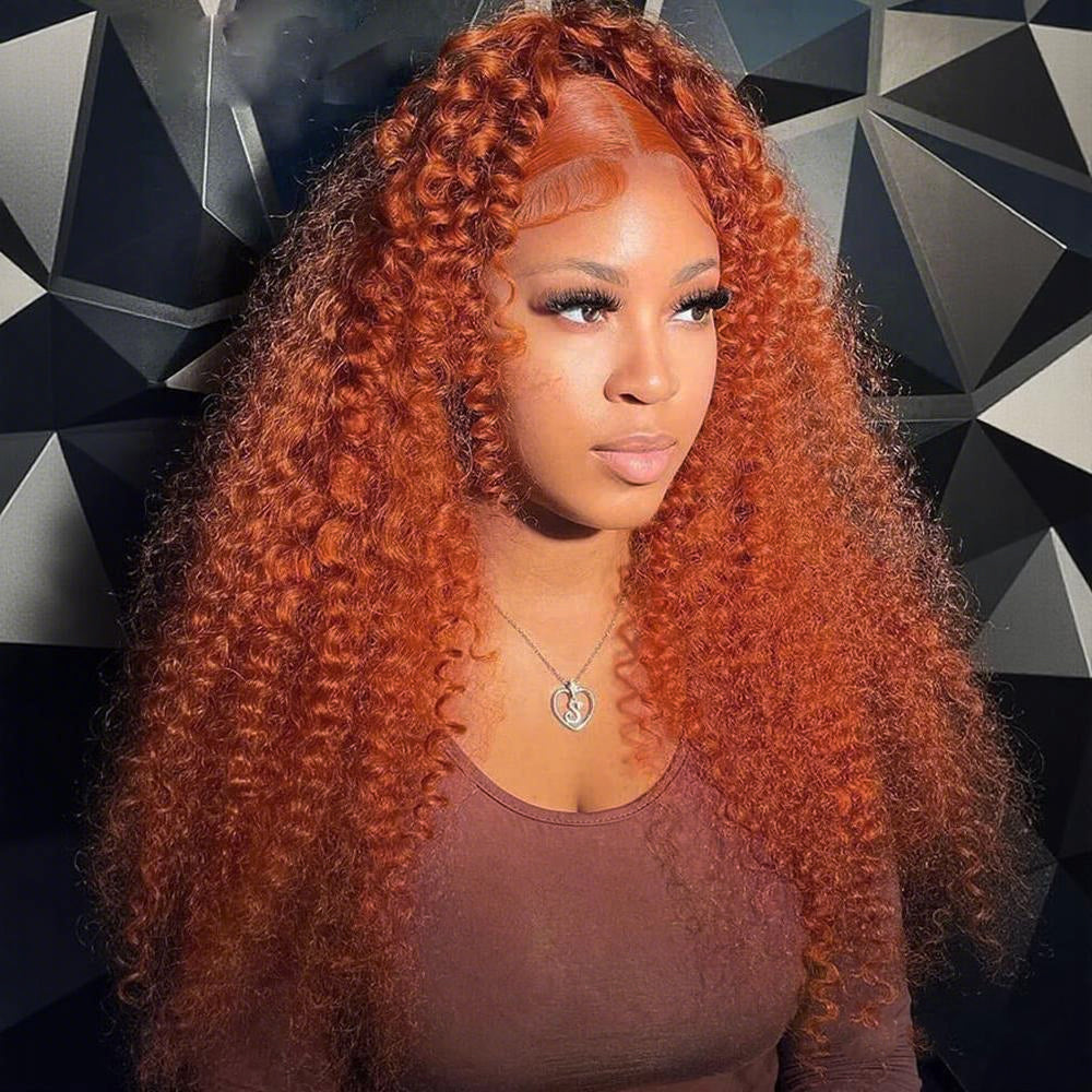 Clearance Sale | Ginger Orange #350 Deep Wave Wigs Transparent Lace Front Wigs 100% Virgin Human Hair