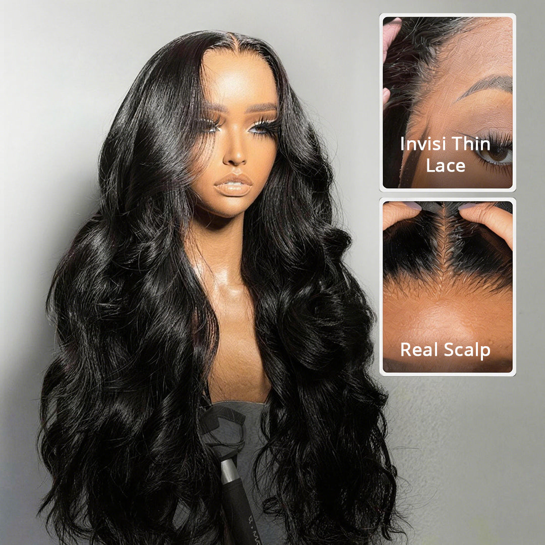 Zlike 13x4 Body Wave Glueless Lace Frontal Wig Human Hair Pre Plucked With Drawstring Wigs
