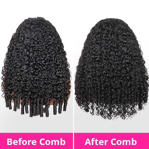 Zlike Burmese Curly Glueless Half Wigs Natural Look Easy Install With Elastic Drawstring 100% Human Hair