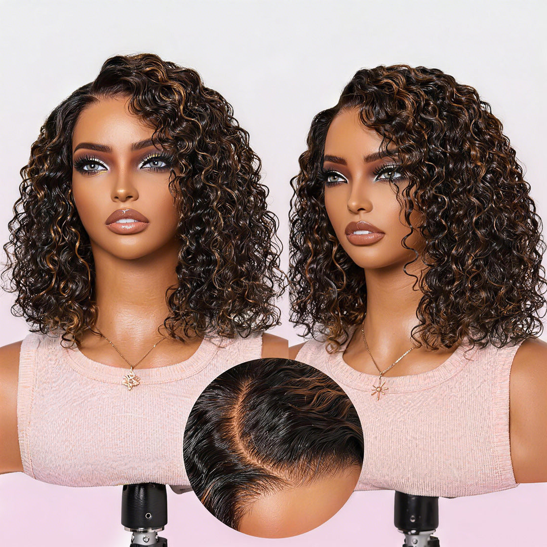 Zlike Wet and Wavy 5x5 Closure Pre-Cut Lace Water Wave Wigs Glueless Side Part Human Hair Wigs