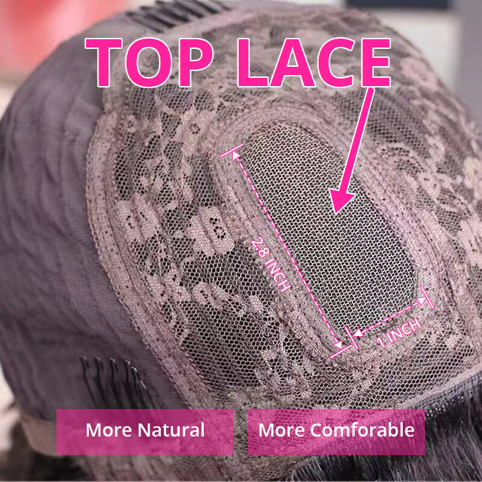 Glueless Straight Transparent Top Lace Wig Pre Bleached Human Hair Wigs With Bangs