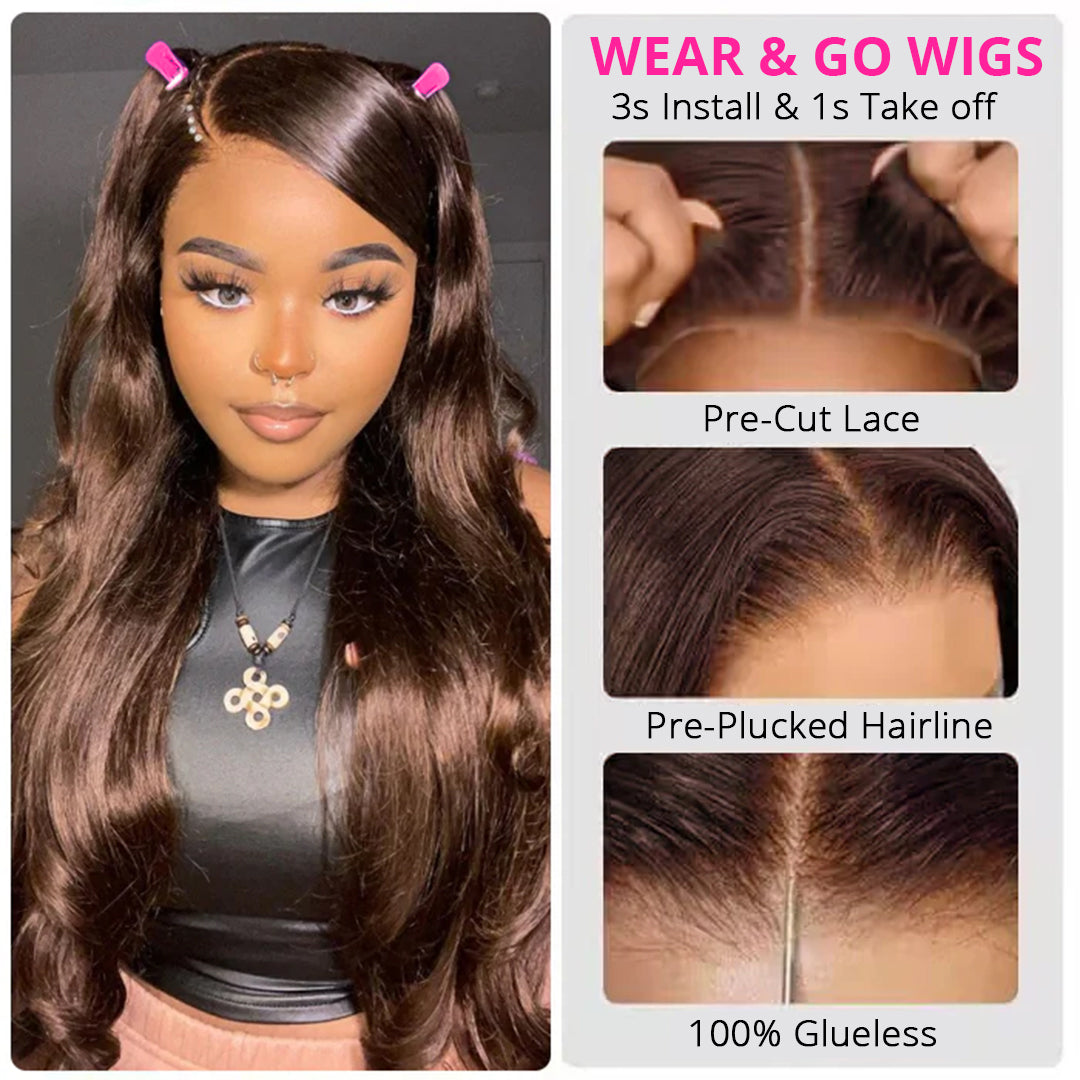 2Wigs = $189 | Wear Go Deep Wave Wig + #4 Chocolate Brown Color Body Wave Wigs