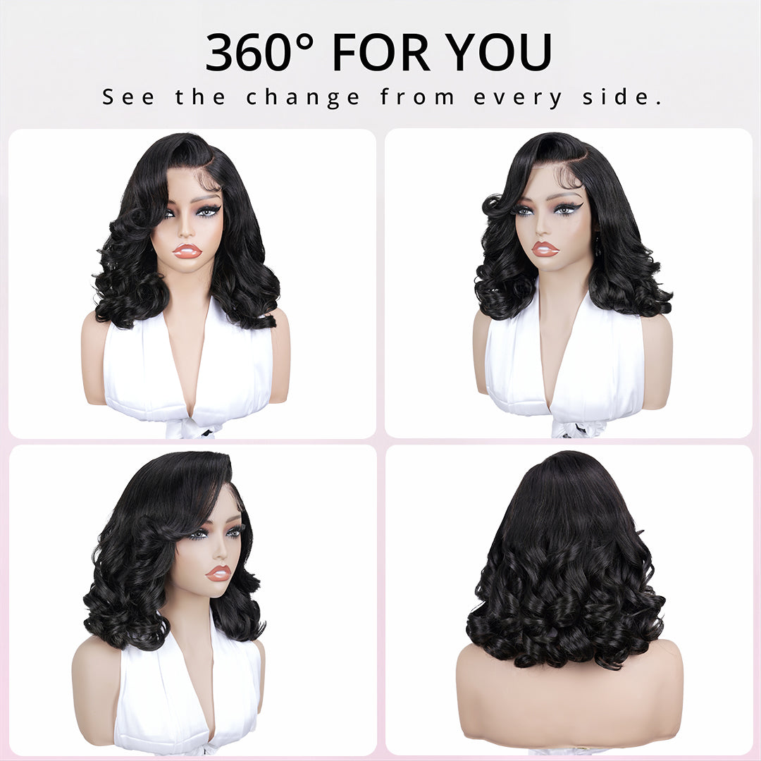 Zlike Pre-Styled Body Wave Wigs 100% Human Hair Transparent Glueless Lace Wigs