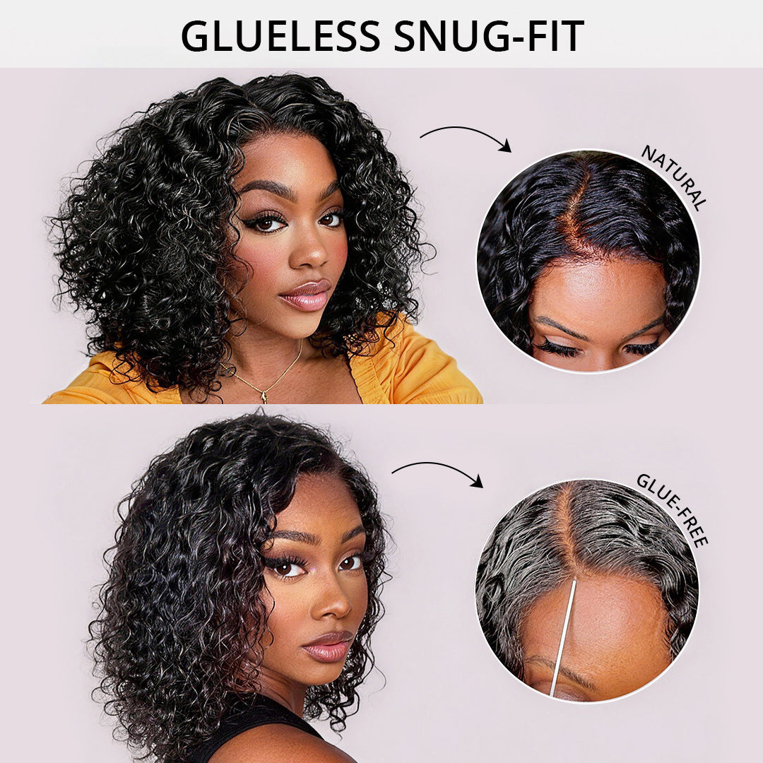 Zlike Wet and Wavy 5x5 Closure Pre-Cut Lace Water Wave Wigs Glueless Side Part Human Hair Wigs