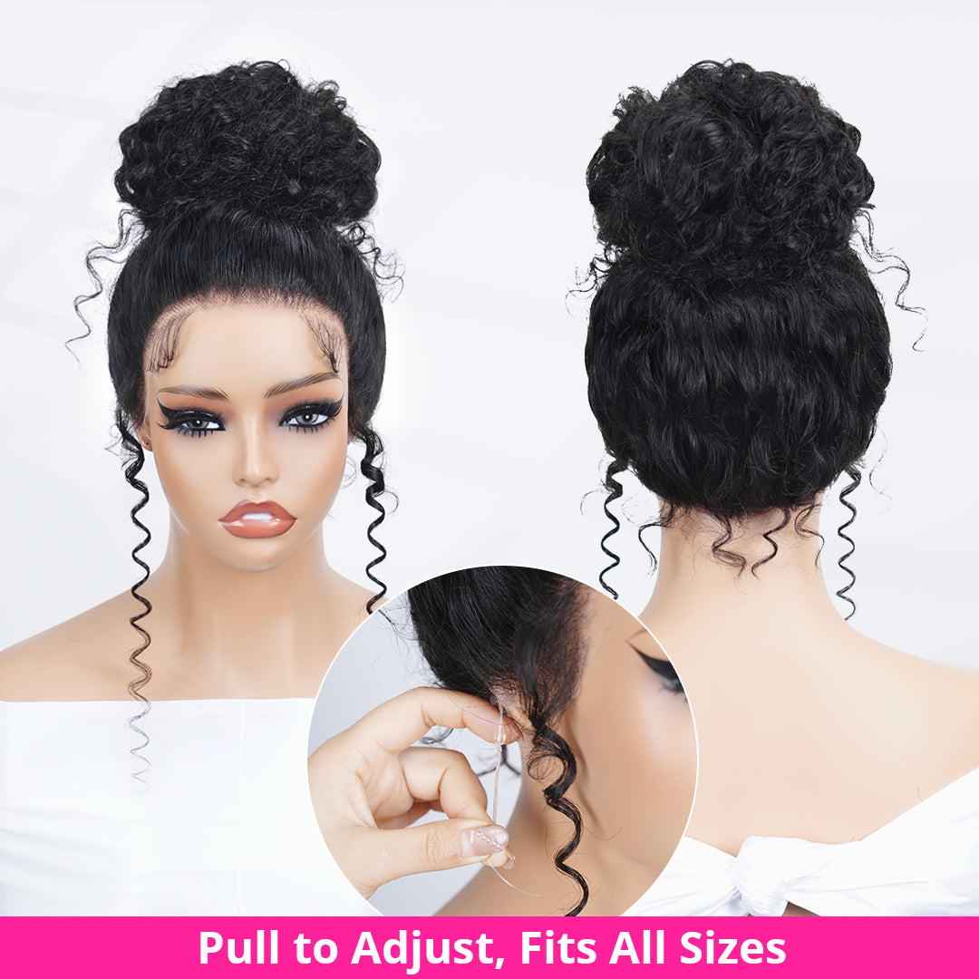 24"=$168 Water Wave Invisi-Strap 360 Lace Frontal Wigs Bleached Knots Pre Cut Human Hair Wigs