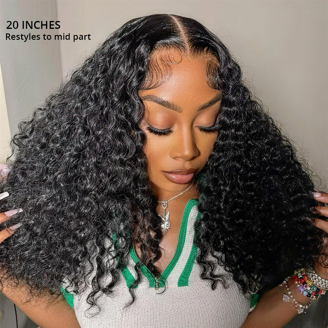 Zlike Water Wave 300% Density Lace Front Human Hair Wigs Natural Color 13x6 Glueless Wig With Pre-Cut Lace & Drawstring