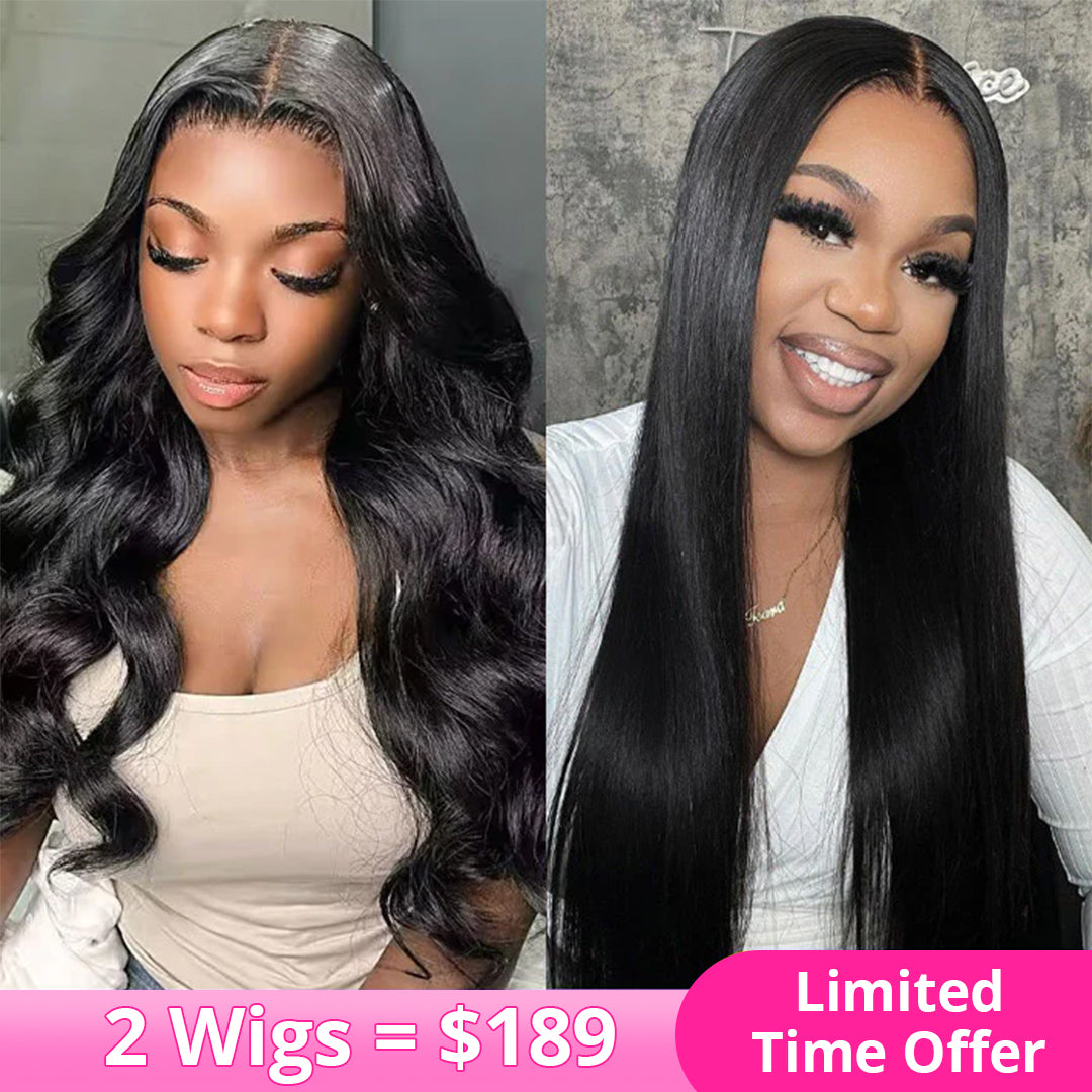 2Wigs = $189 | 5x5 Glueless Body Wave Wig + 5x5 Glueless Straight Wig