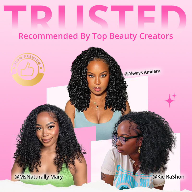 3 In 1 Half Wigs Kinky Curly Flexible Fit Half Wigs With Drawstring Beginner Friendly