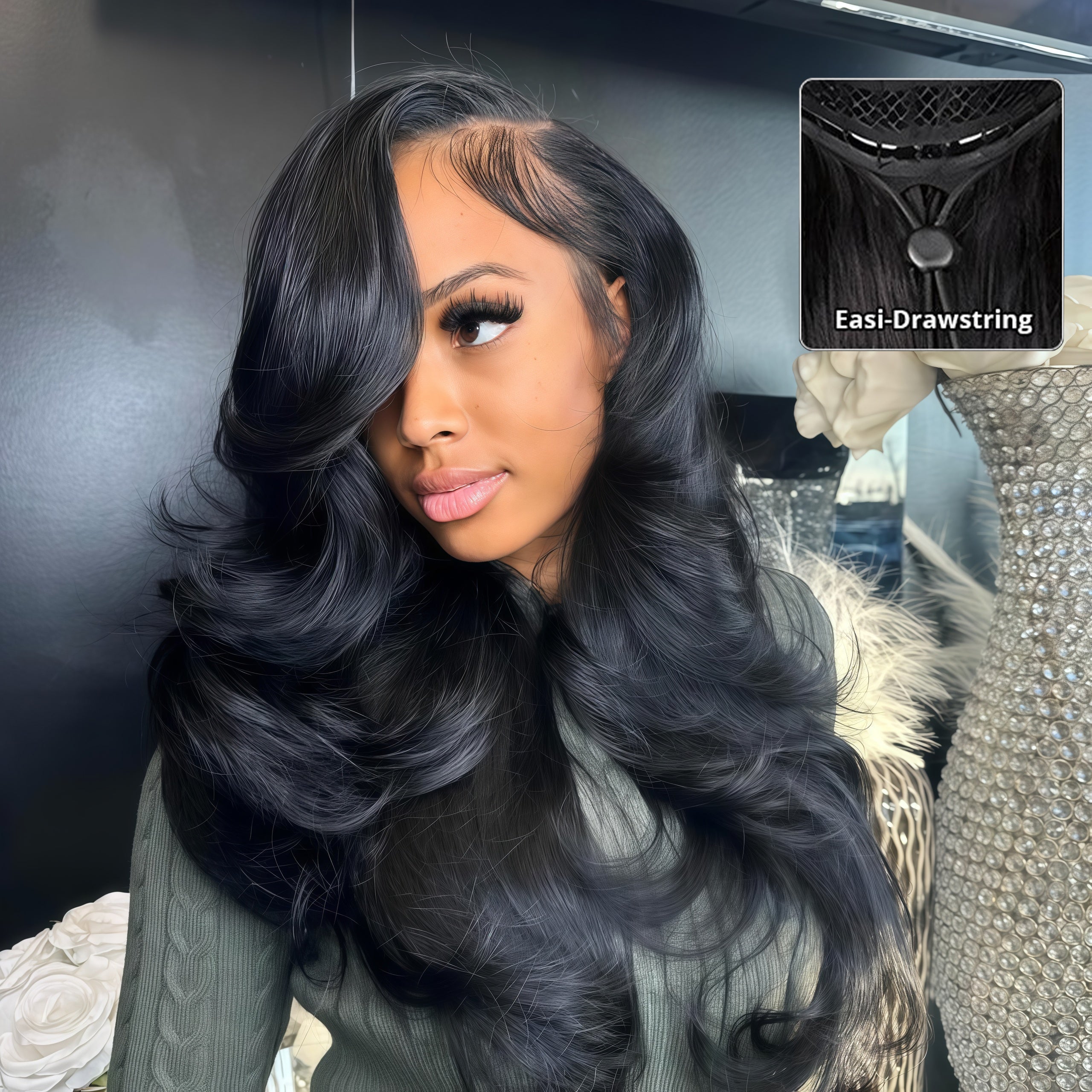 Zlike Pull Go Body Wave Natural Black 13x6 Pre Cut Lace Front Wigs Human Hair Pull To Wear Wigs