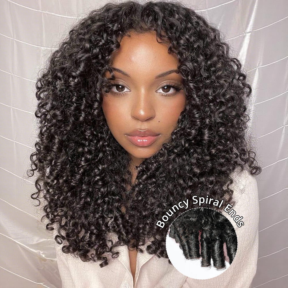 Zlike Burmese Curly Glueless Wig Natural Look No Leave Out Easy Install V Part Wig With Elastic Drawstring