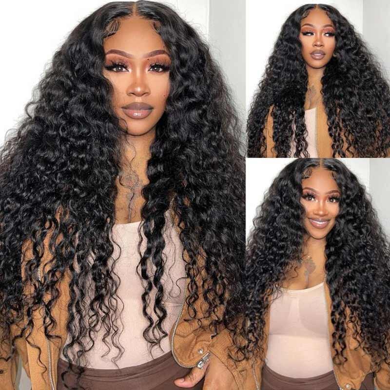 Water Wave Wig Transparent Lace Front Wig 100% Human Hair Wigs Natural Hairline