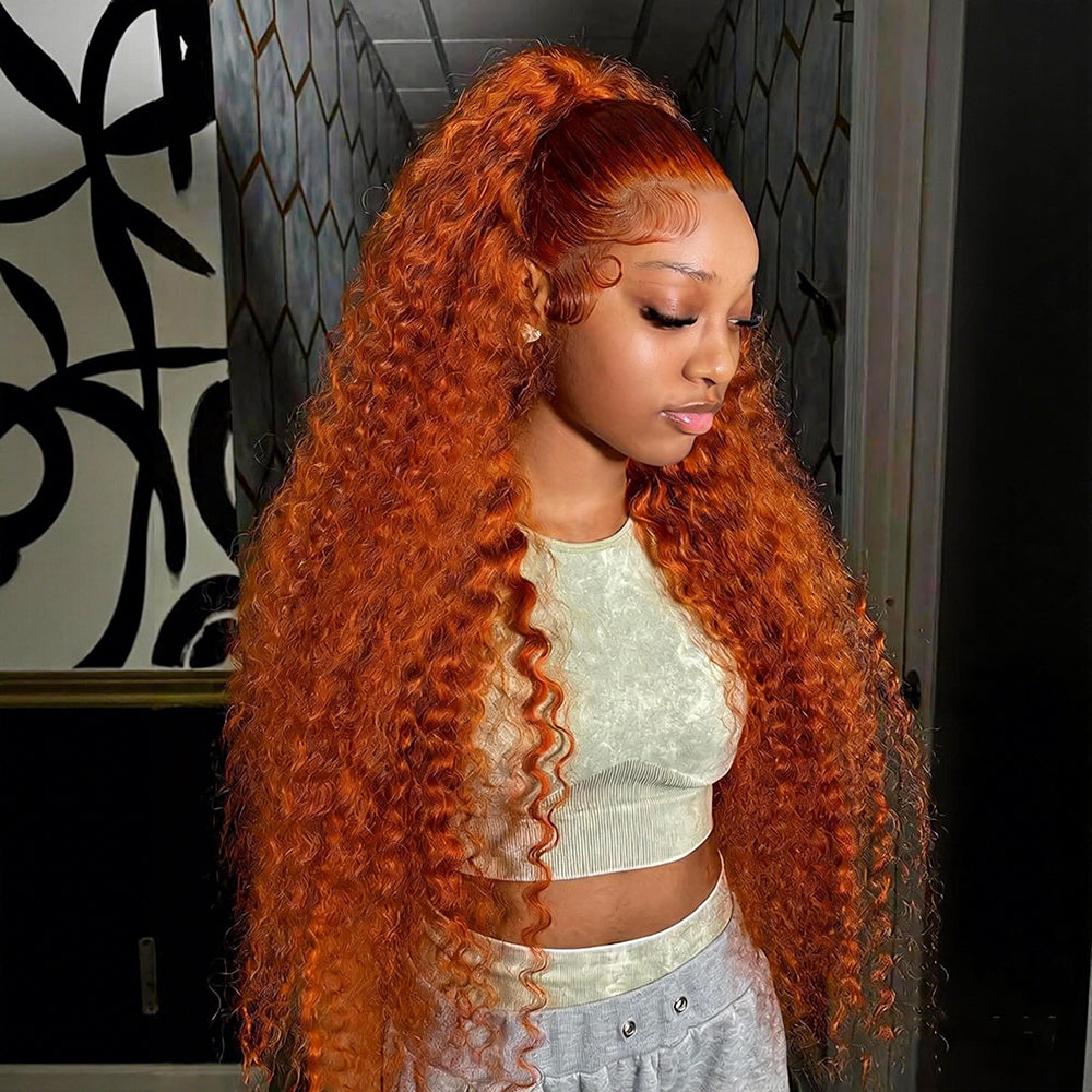 Zlike Ginger #350 Deep Wave 13x4 Lace Wig Frontal Wig Pre Plucked For Women