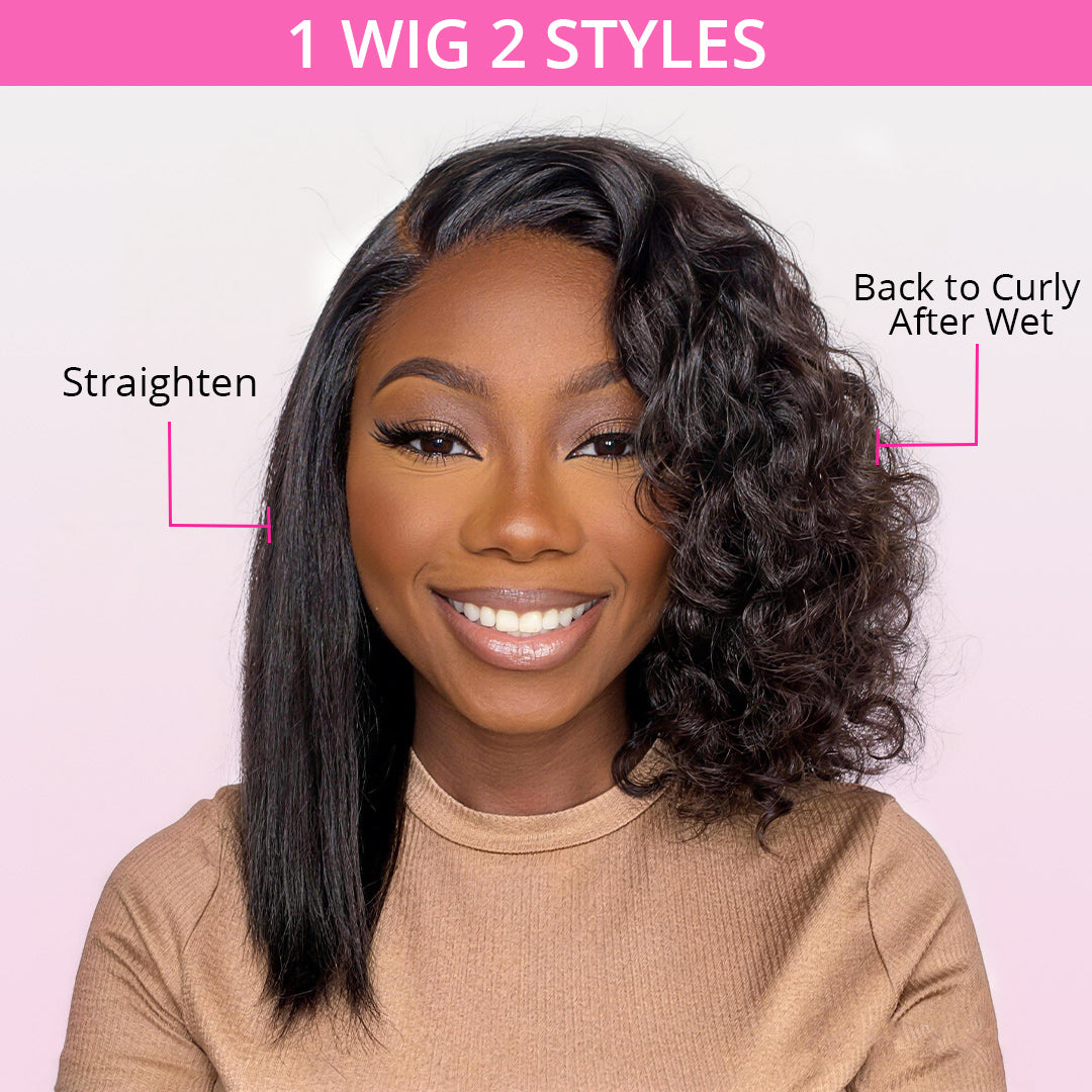 Zlike Wet and Wavy 5x5 Closure Pre-Cut Lace Water Wave Wigs Glueless Side Part Human Hair Wigs