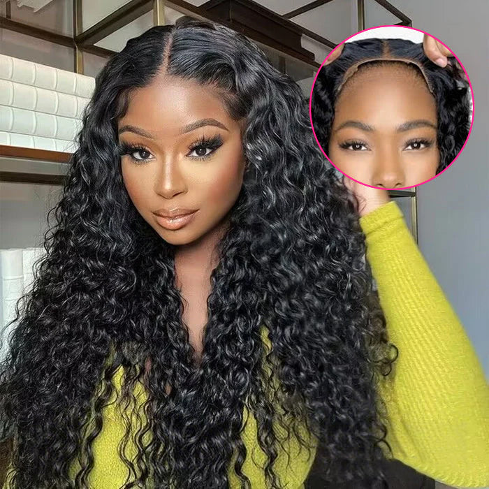 Ready Go Glueless Water Wave 5x5 Lace Closure Wig 180% Density Human Wigs
