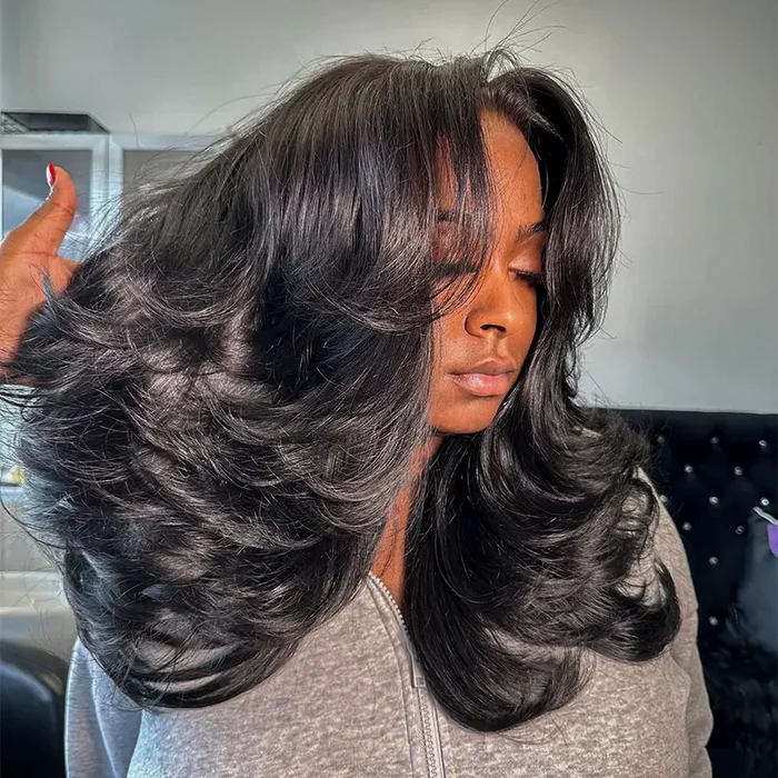 Zlike Peacock Curls 13x6 Full Pull Go Glueless Lace Front Wigs 100% Human Hair Layers Cut Wigs
