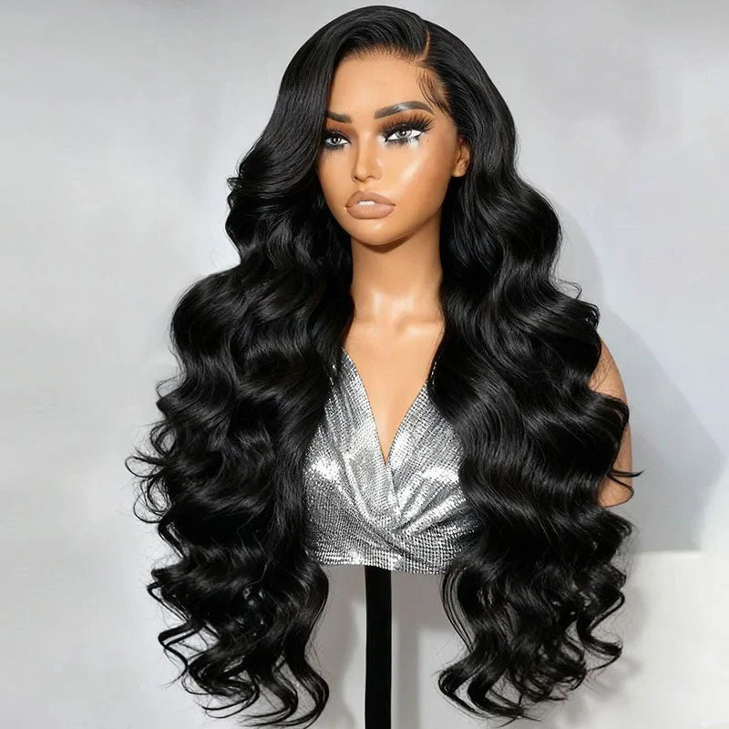 Zlike 300% High Density Body Wave Human Hair Wigs 13x6 Lace Front Glueless Wig Pre-Cut Lace With Drawstring Natural Color