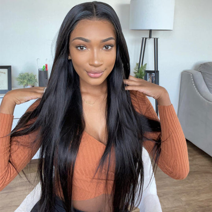 Long Straight Hair Wig 13x6 HD Full Lace Frontal Human Hair Wigs With Baby Hair