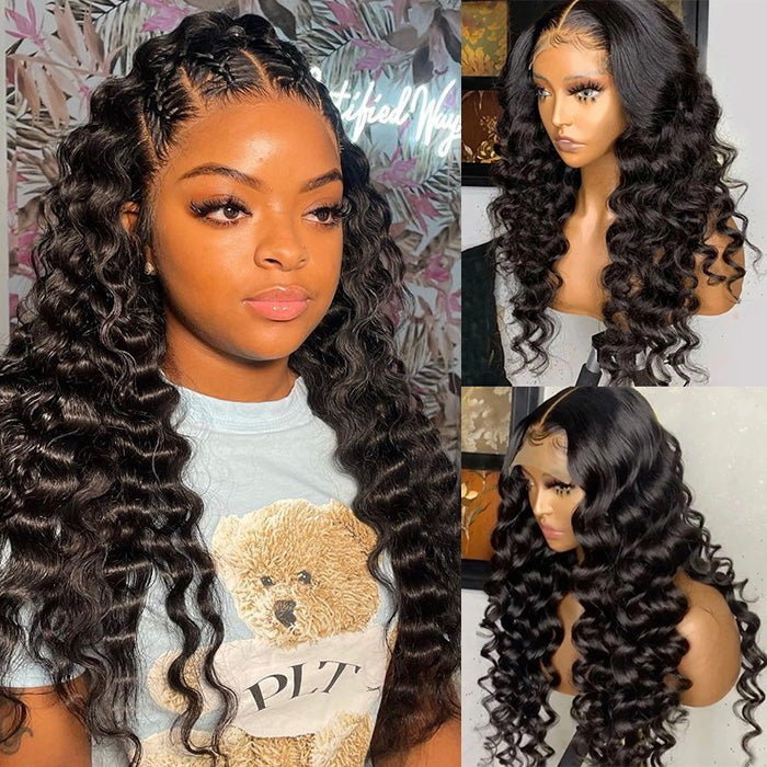 Loose Deep Wave Pre Plucked Lace Front Human Hair Wigs Natural and Realistic Invisible Lace Wig