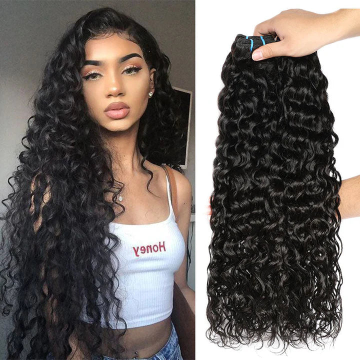 Water Wave 3 Bundles 13x4 Lace Frontal 100% Virgin Human on Sale