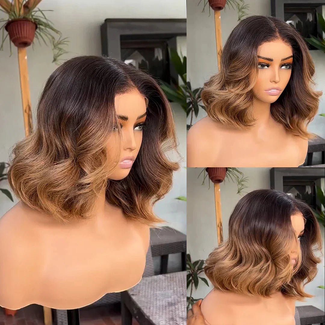 Zlike Classical T2/P4/27# Ombre Brown Colored Glueless Lace Wig Ready To Wear