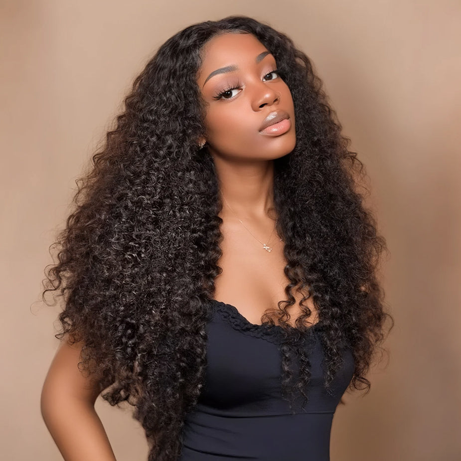 Popping curly transparent lace front wig with a natural hairline