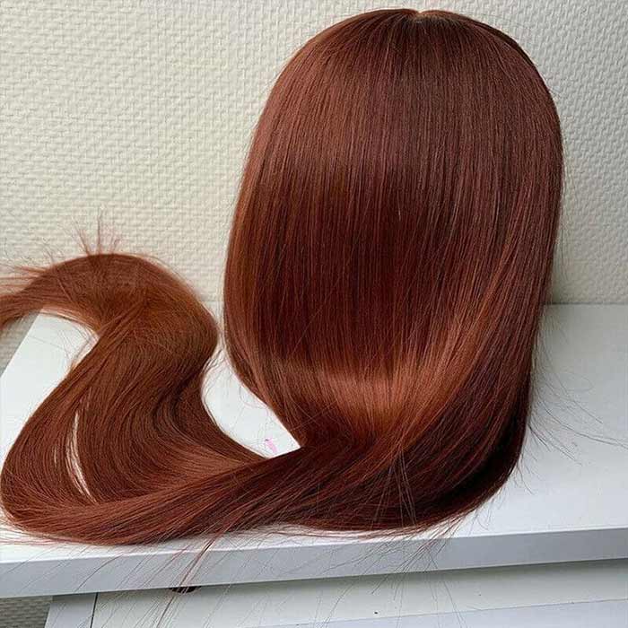 Reddish Brown #33 Silky Straight 13x4 Lace Frontal Human Hair Wigs For Women-Zlike