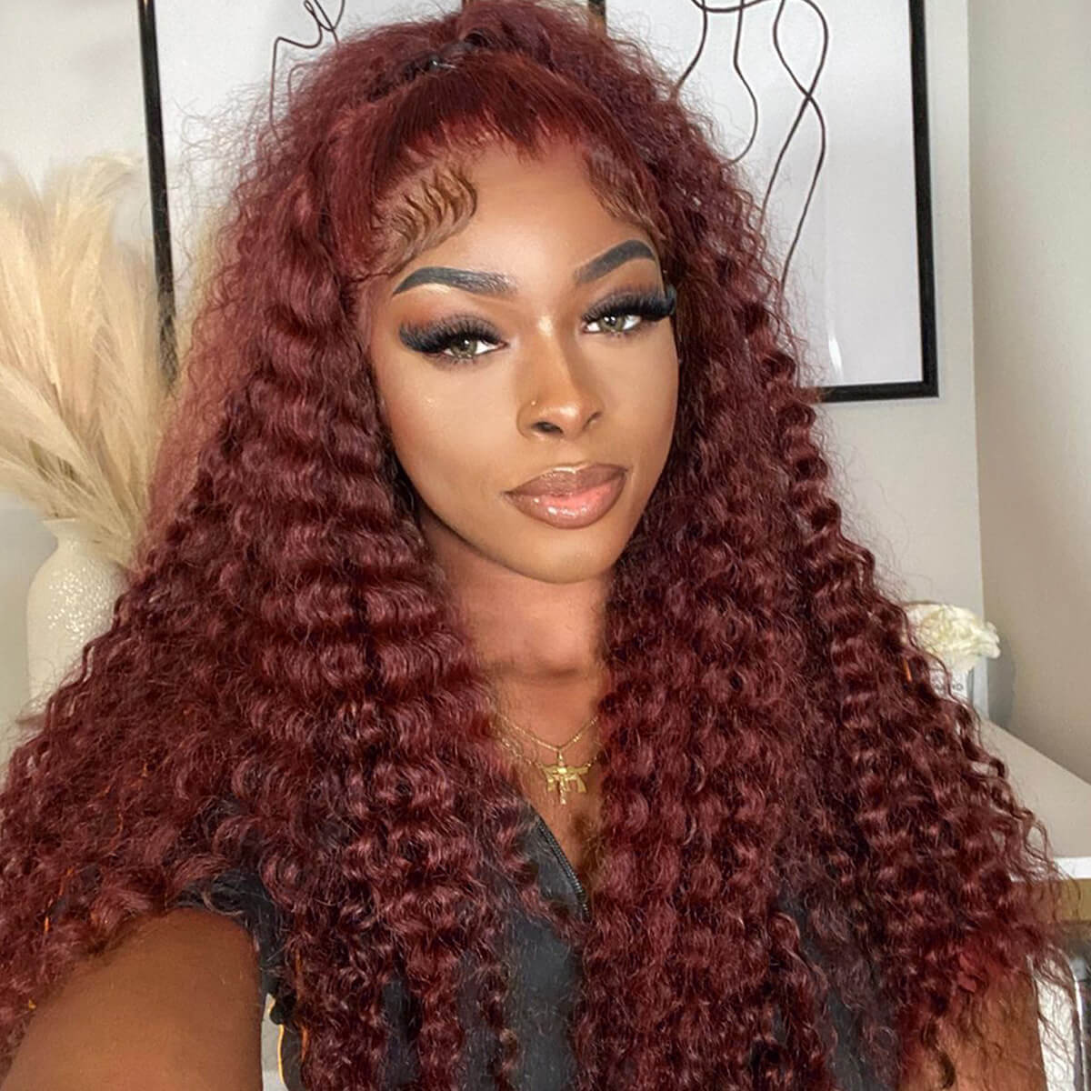 4x4/13x4 Reddish Brown #33 Deep Wave Lace Frontal Human Hair Wigs For Women-Zlike