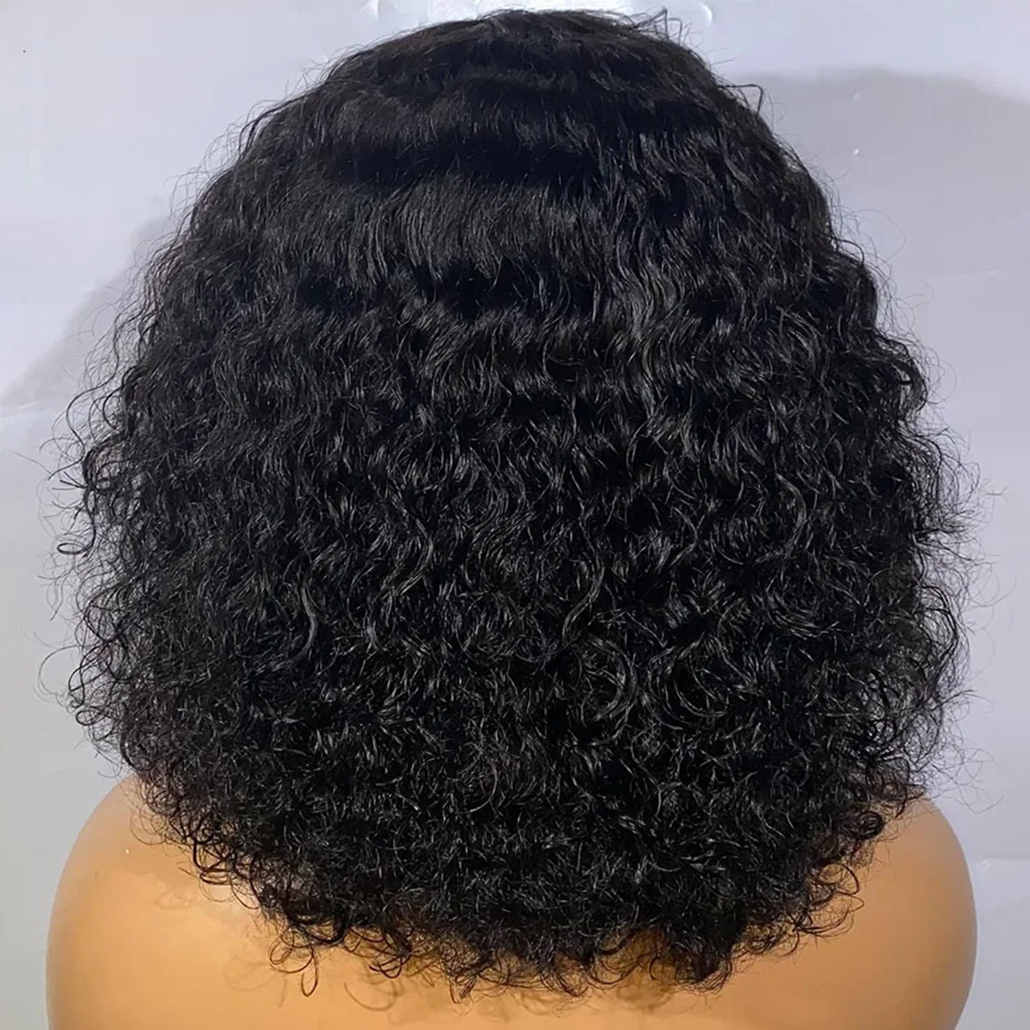 Put On To Go Jerry Curly No Lace Glueless Short Bob 100% Human Hair Wigs With Bangs