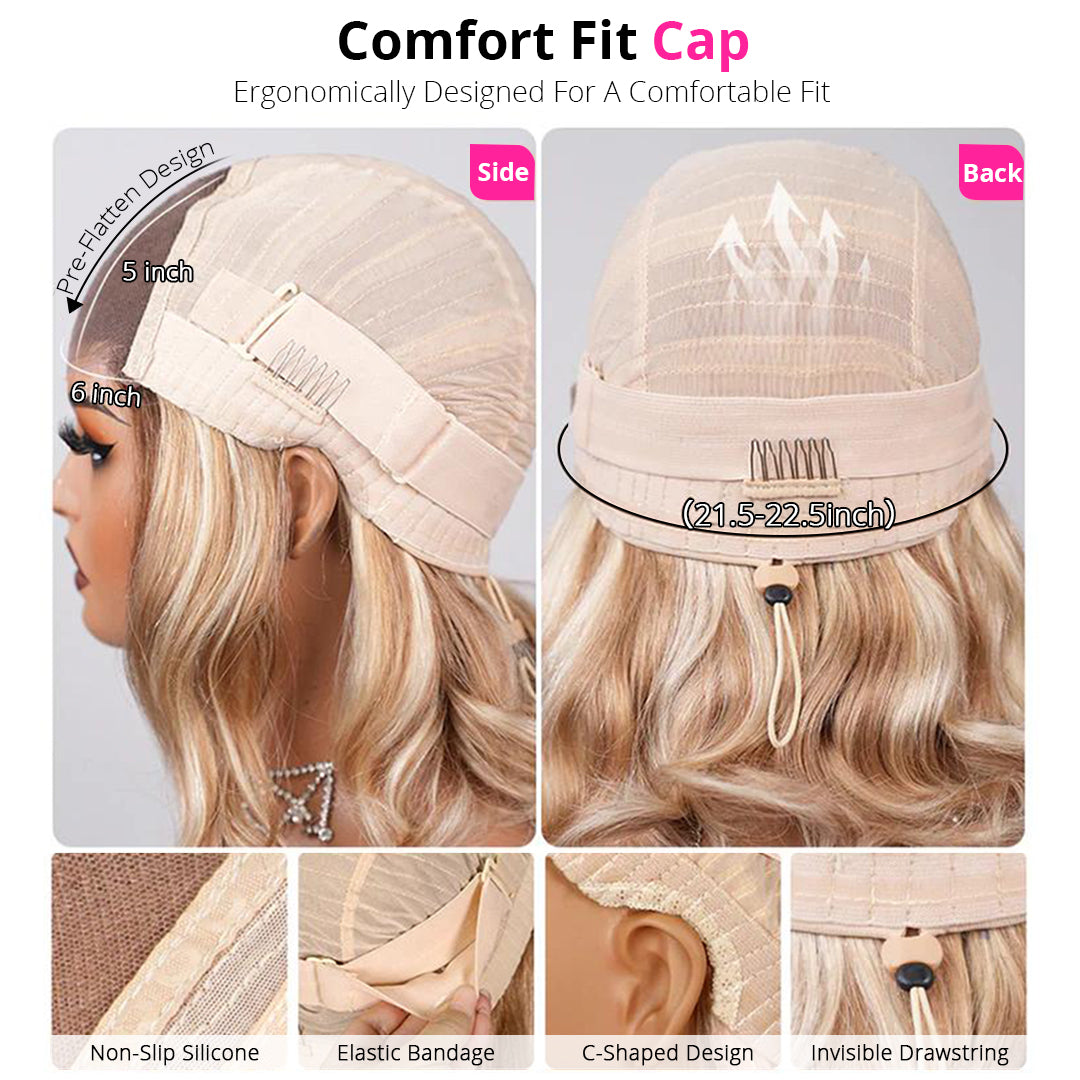 Short straight blonde layered bob wig available in 10 to 14 inches