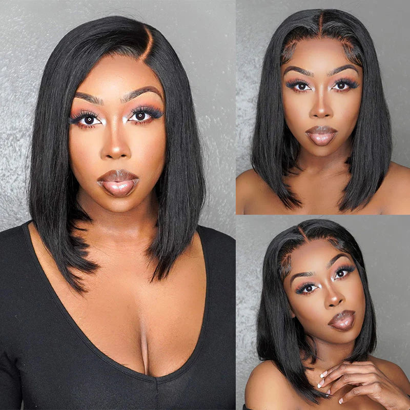 Short Bob Straight Wigs Undetectable HD Lace Frontal With Baby Hair 180% Density