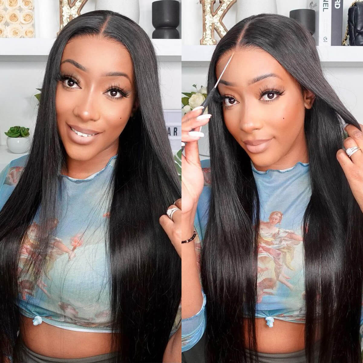 Code: ZL100F | Silky Straight Ready Go 5x5 HD Lace Closure Wig Glueless Human Hair Wigs Beginner Friendly