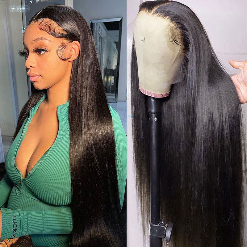 [ ] Long Straight Human Wigs Undetectable Transparent 13x4 Lace Front Wig