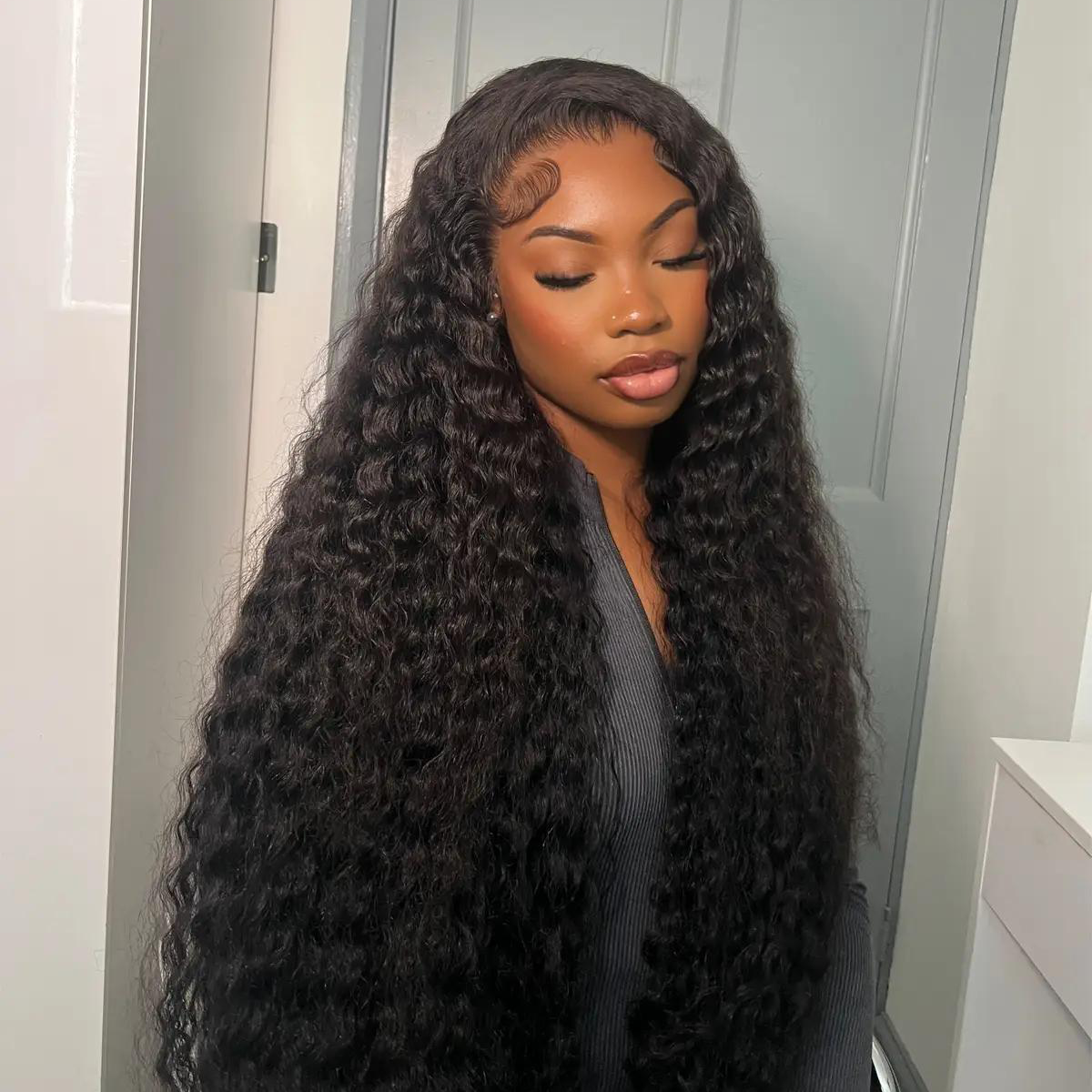 Clearance Sale | Deep Wave Transparent Lace Front Wigs 100% Human Hair Wigs Pre Plucked Hairline
