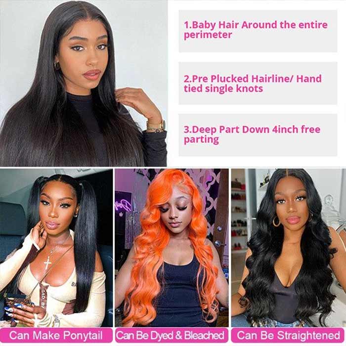 Transparent 4x4 HD Lace Closure Wigs Straight Human Hair Wigs Thick High Density-Zlike