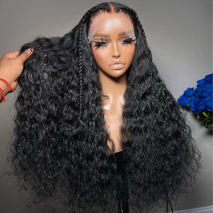 300% Density Luxury Custom Wigs Water Wave Transparent Lace Wig Virgin Human Hair Lace Closure Wigs Super Double Drawn