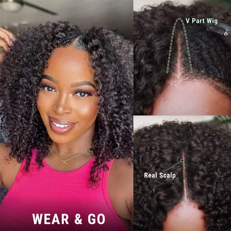 U/V Part Glueless Wig No Leave Out Quick & Easy Affordable Human Hair Wigs Flash Sale