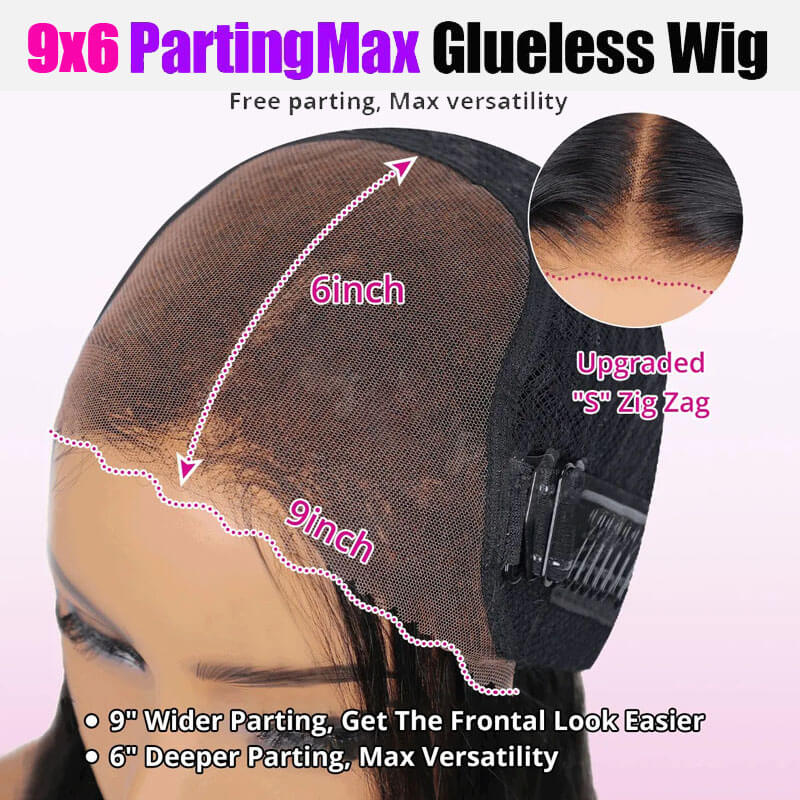 Straight 9x6 Glueless Human Hair Lace Closure Wigs Bleached Knots Pre-Plucked Natural Hairline