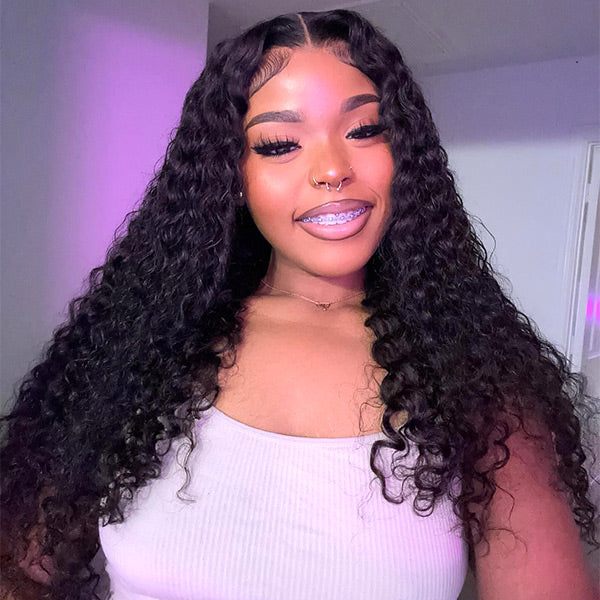 Water Wave 9x6 Glueless Lace Closure Wigs Bleached Knots Pre-Plucked Human Hair Wigs