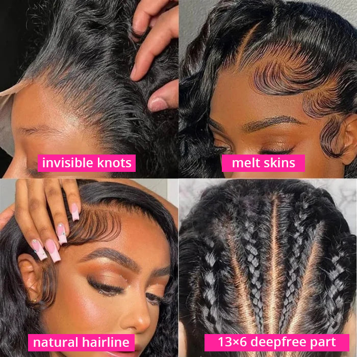 Water wave curl texture with soft defined human hair waves