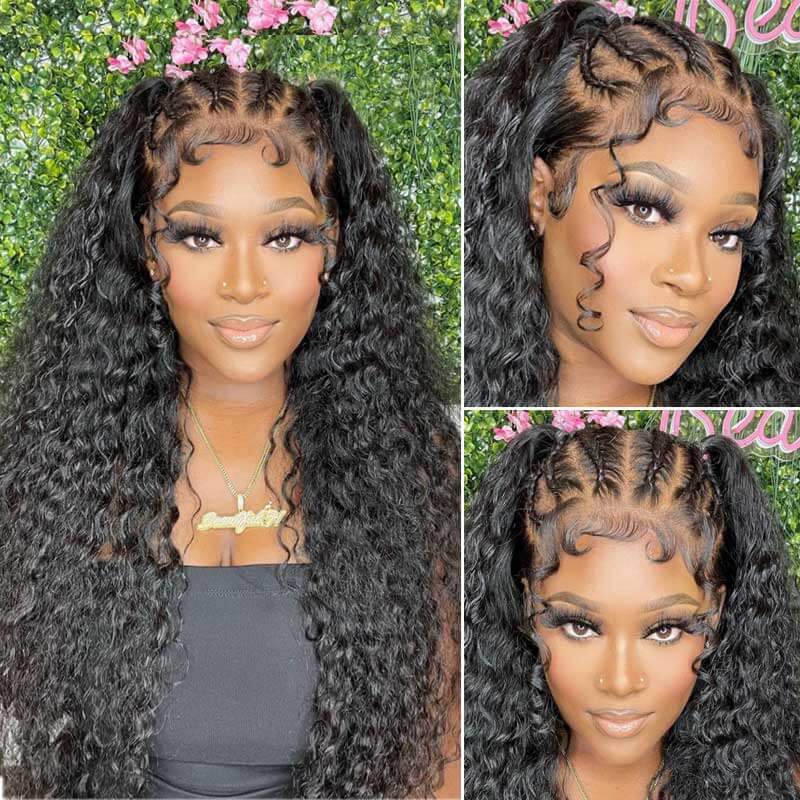 169=2 Wigs 13X4 Water Wave Lace Front Wig 100% Human Hair Wigs Natural Hairline Flash Sale