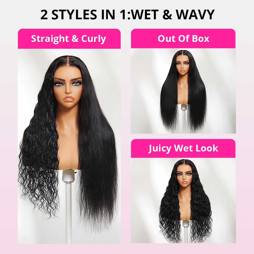Water wave texture on 2 in 1 human hair wig