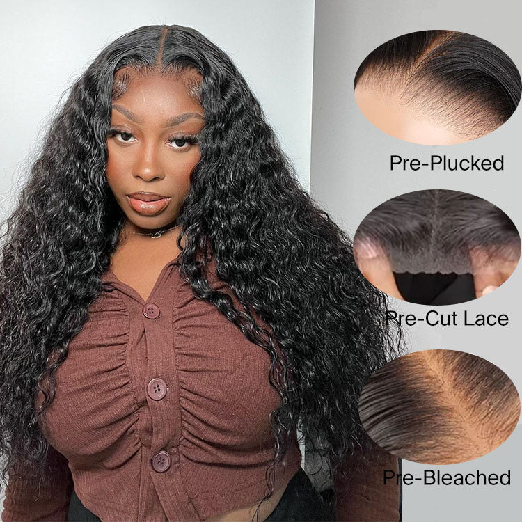 24Inch 5x5 HD Swiss Lace Wear Go Glueless Water Wave Human Hair Wigs | Flash Sale