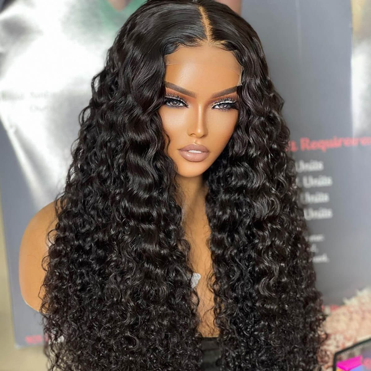 Water Wave HD Lace Closure Wig Brazilian Human Hair Lace Wigs 180% Density