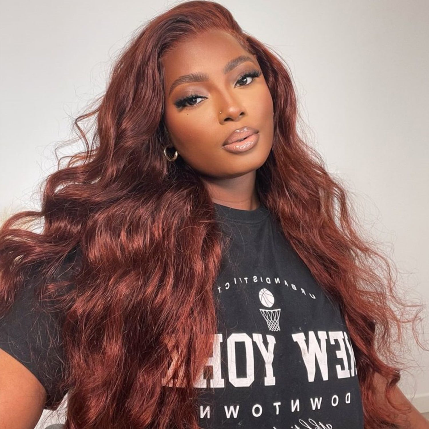 #33 Reddish Brown Auburn Color Body Wave 13x4 Lace Front Human Hair Wigs