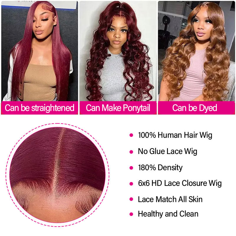 Ready Go Wig Body Wave 99j Transparent Lace Human Hair Wigs Pre Plucked With Baby Hair