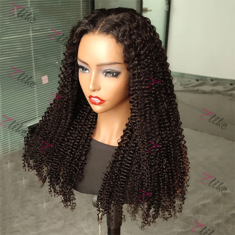 Put On and Go Glueless Kinky Curly Wigs Pre Plucked HD Lace Closure Wig