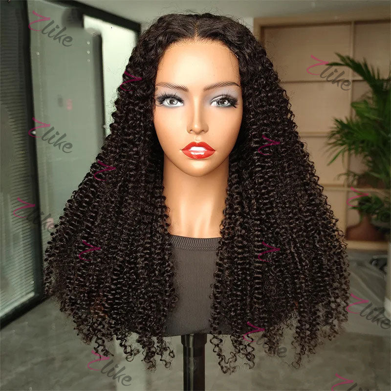 Put On and Go Glueless Kinky Curly Wigs Pre Plucked HD Lace Closure Wig