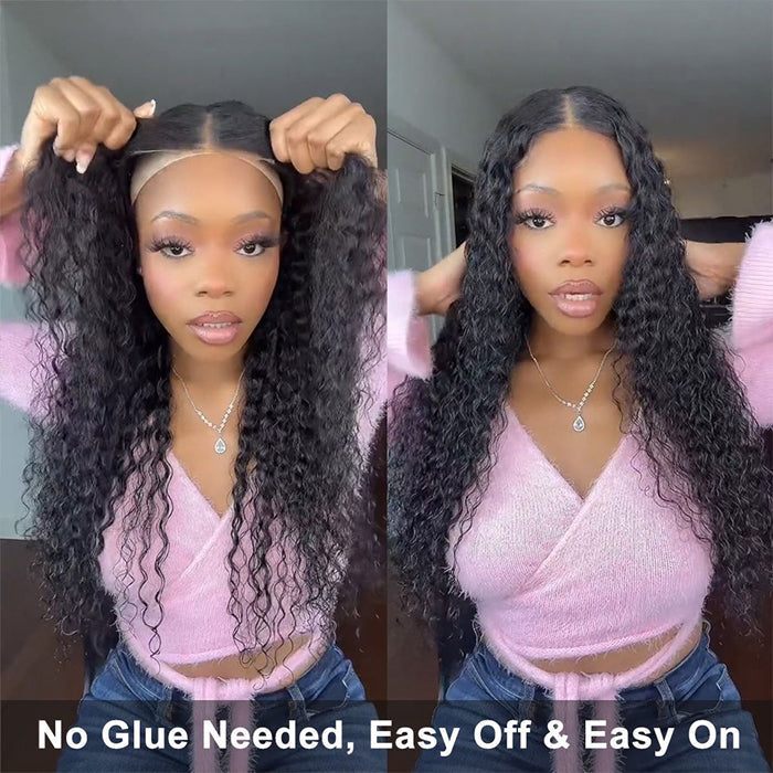 Put On and Go Glueless Kinky Curly Wigs Pre Plucked HD Lace Closure Wig