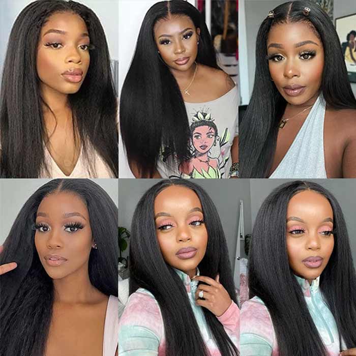 Yaki Straight Nautral Black 13x4 Lace Frontal Human Hair Wigs With Baby Hair | Flash Sale