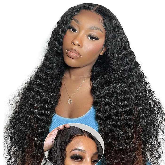 24Inch 5x5 HD Swiss Lace Wear Go Glueless Water Wave Human Hair Wigs | Flash Sale